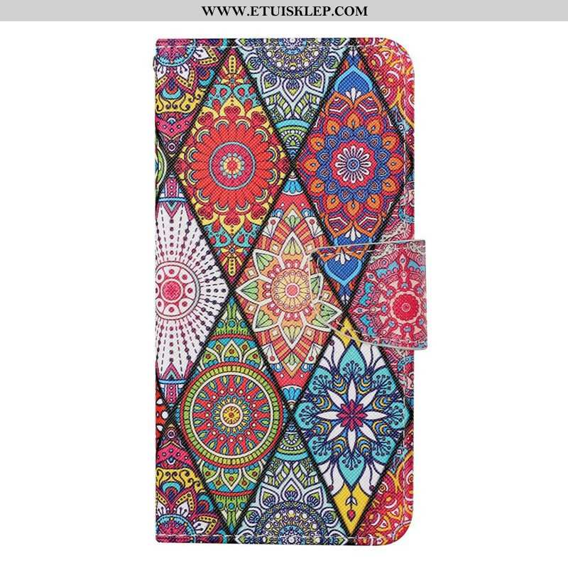 Skórzany Futerał do iPhone 13 Pro Patchwork Ze Smyczą